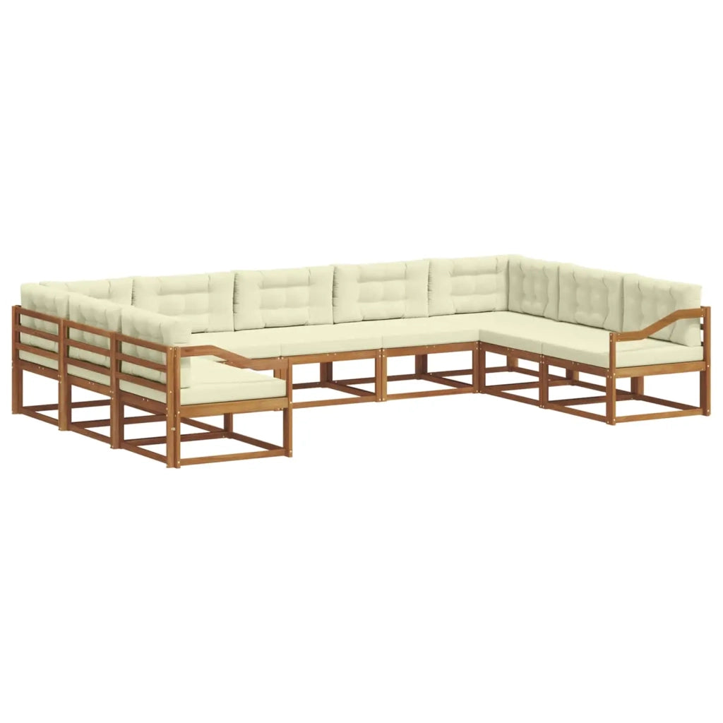Set di divani da esterno con cuscino 9 pcs Naturale e Crema 3368183