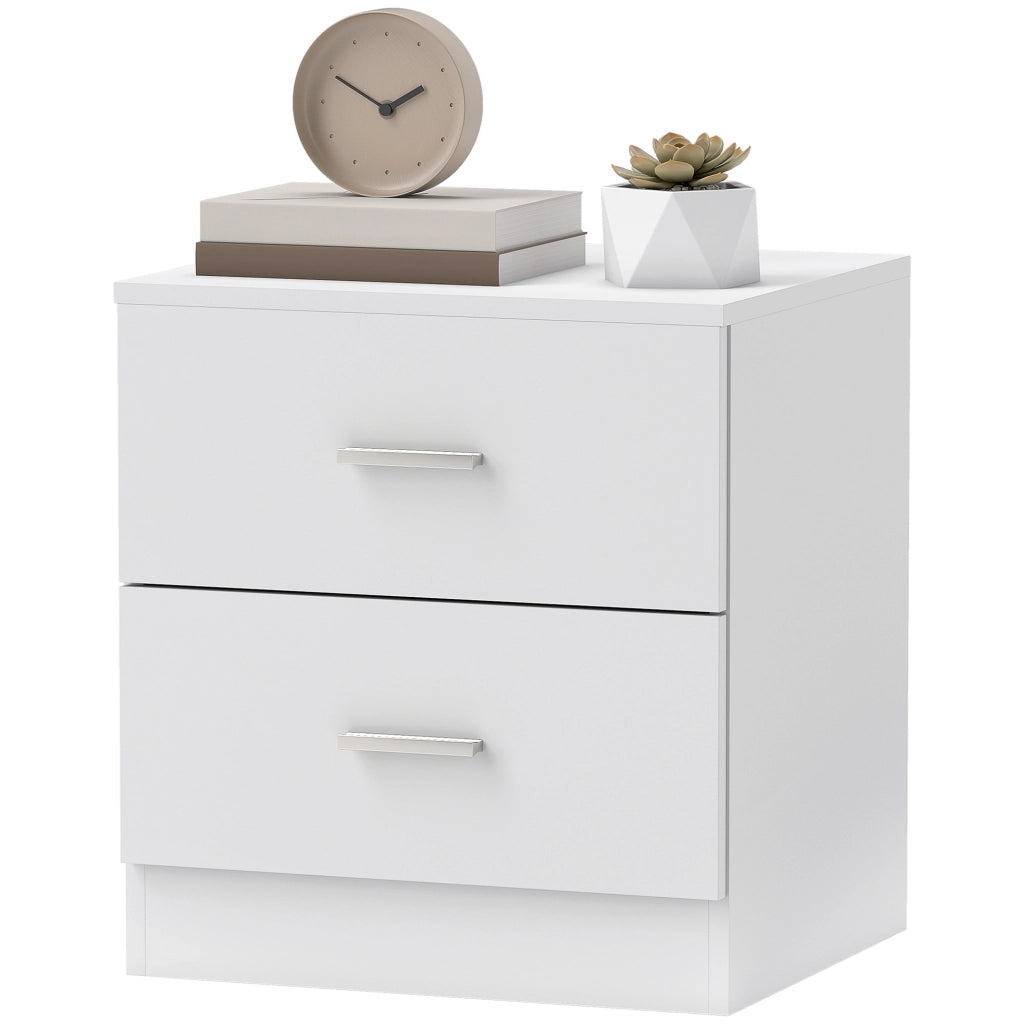 Tavolino da notte con 2 cassetti ¨C Zephmum ¨C Bianco 45x39,5x49 cm