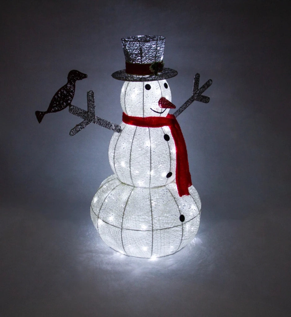 Pupazzo di Neve Luminoso Decorazione da Esterno per la Casa Luci LED Pupazzo di Natale per Giardino - Bianco