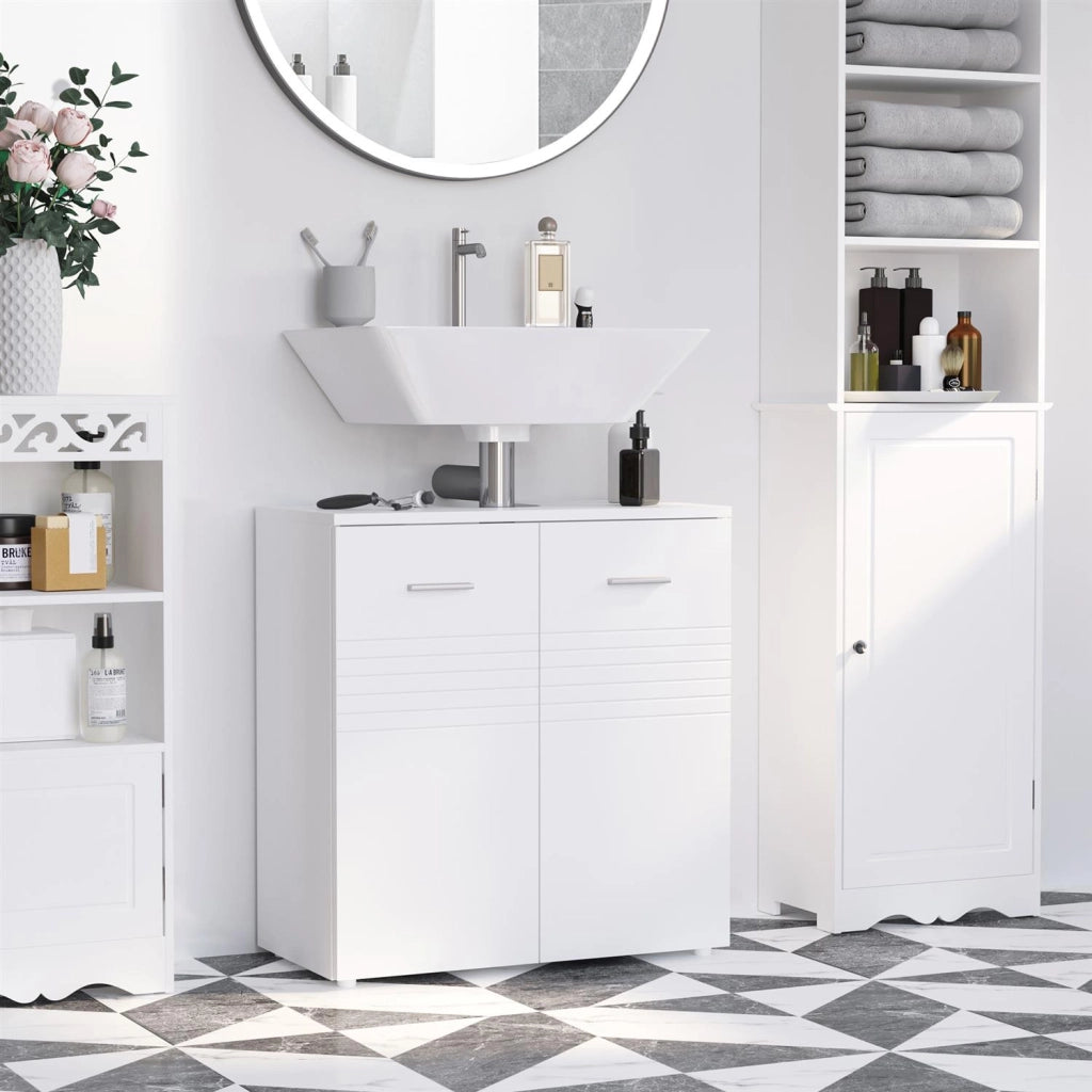 MOBILE SOTTOLAVABO BAGNO A 2 ANTE CON MENSOLA REGOLABILE 60X30PX62.5CM BIANCO