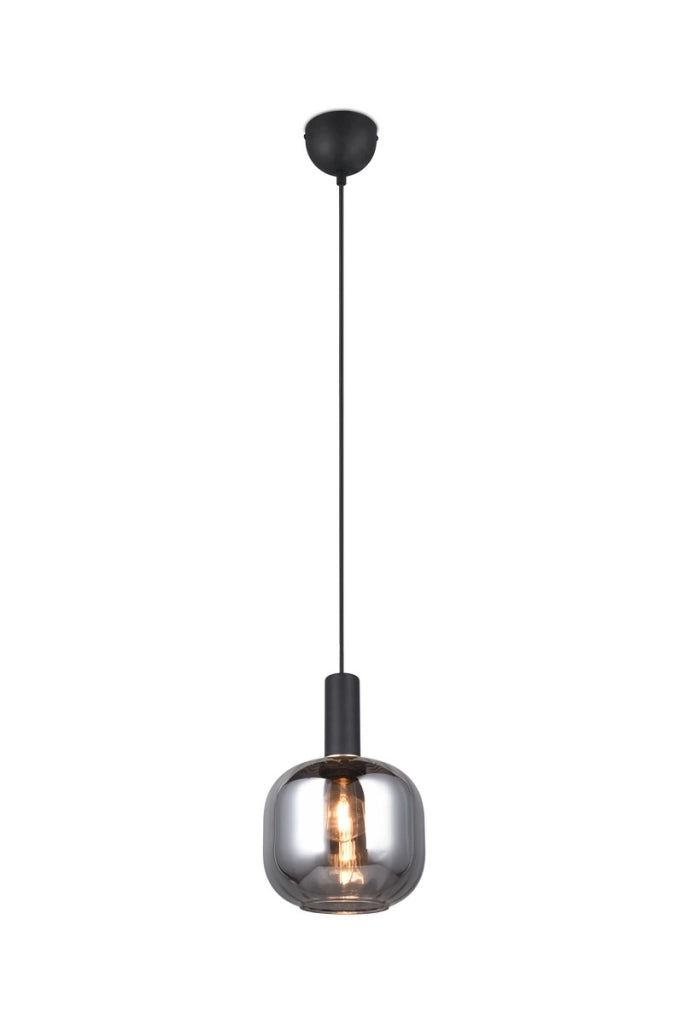 Lampada a sospensione Trio DIVA nera vetro cromo E27