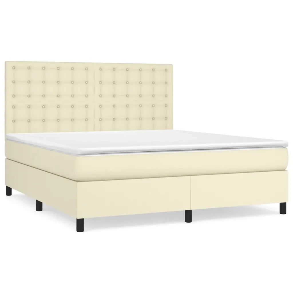 Giroletto a Molle con Materasso Crema 180x200 cm in Similpelle cod mxl 59125