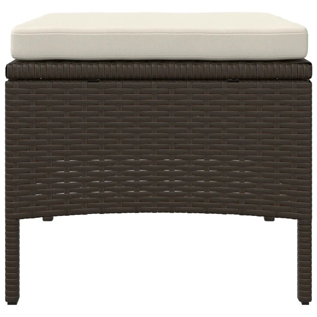 Divano da Giardino a 2 Posti Tavolino e Pouf Polyrattan-Sofa da Giardino Marrone
