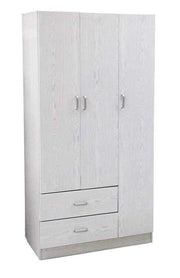 ARMADIO IN LEGNO CON 3 ANTE E CASSETTI 120 X 52 X 190 CM COLORE BIANCO