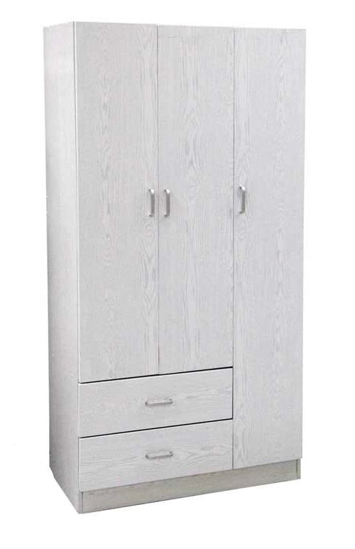 ARMADIO IN LEGNO CON 3 ANTE E CASSETTI 120 X 52 X 190 CM COLORE BIANCO