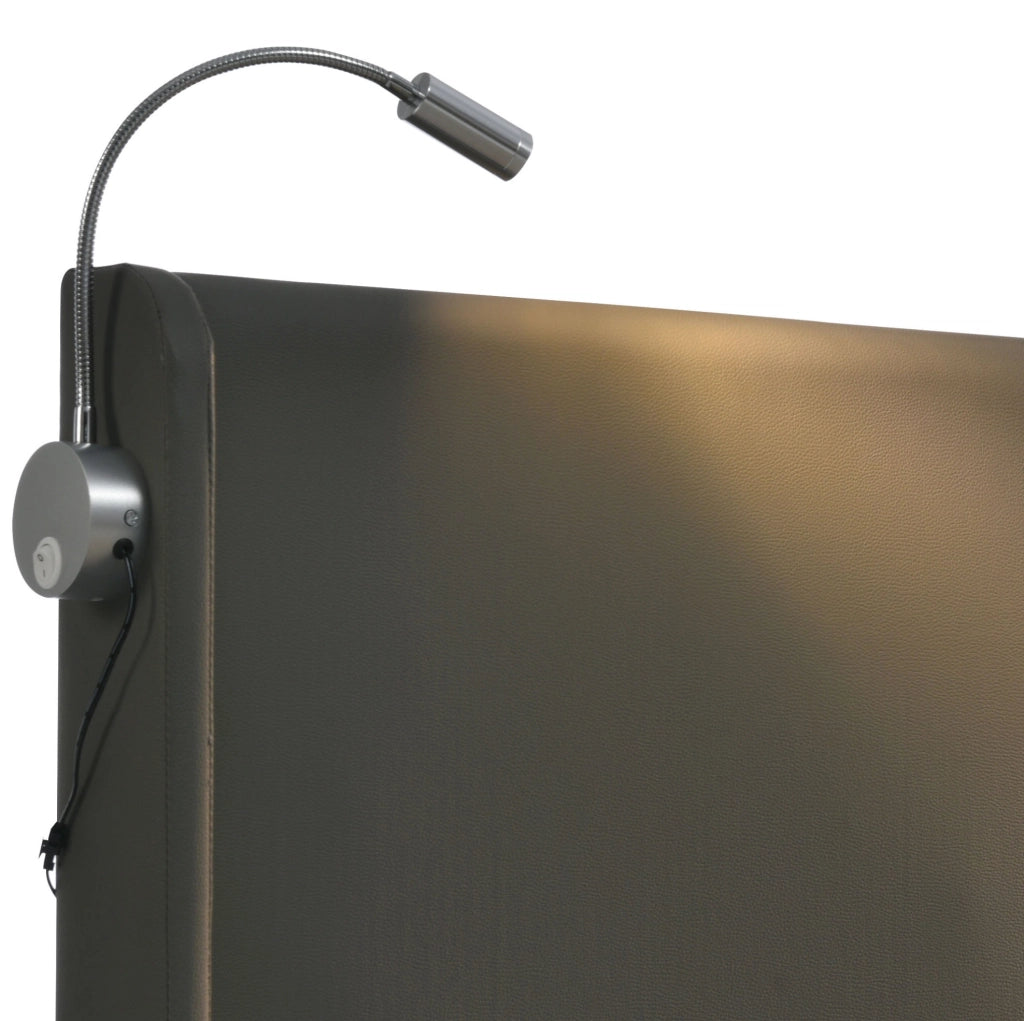 Letto matrimoniale 180x200 cm con contenitore; luce da lettura e 2 porte USB; grigio