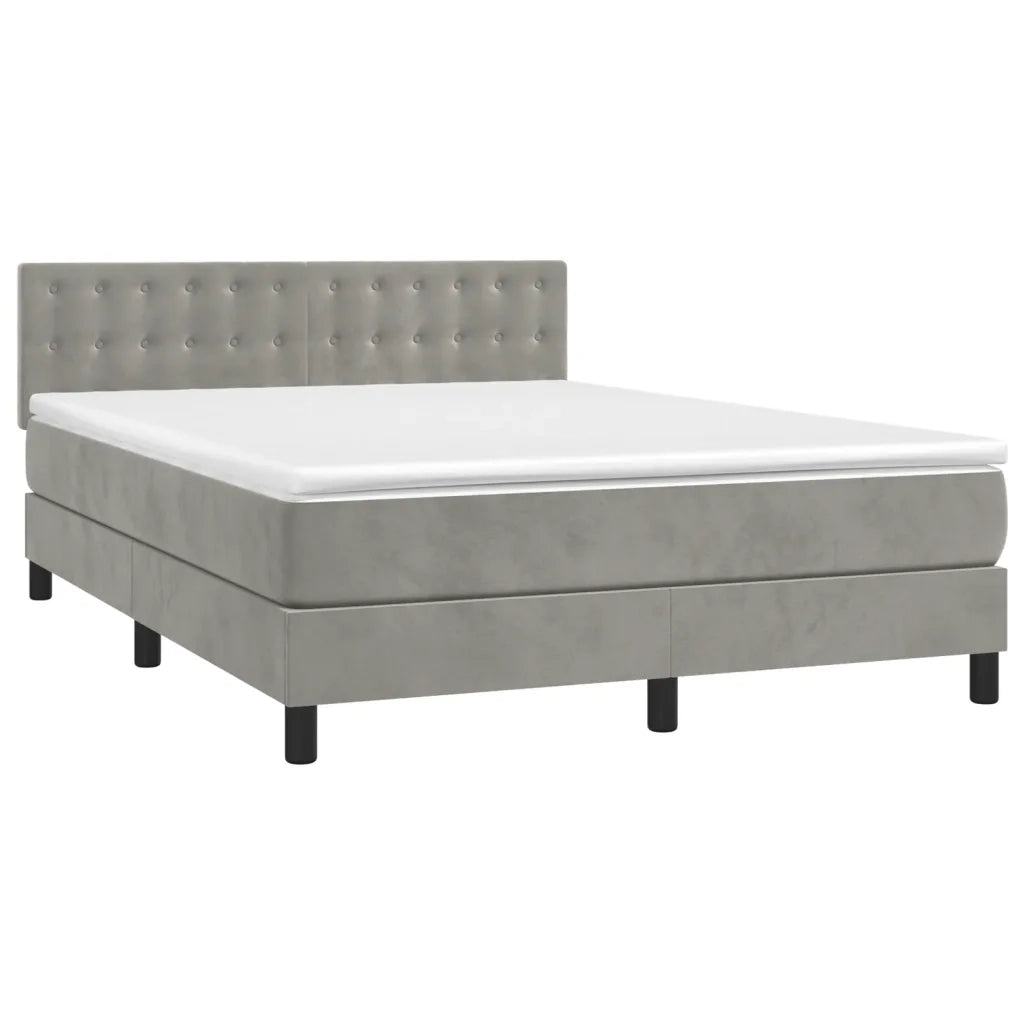 Letto a Molle con Materasso e LED Grigio Chiaro 140x200 cm Velluto 3134645