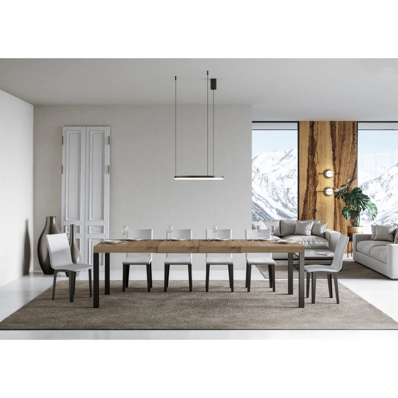 Tavolo allungabile 90x140/244 cm Everyday Premium telaio Antracite - Quercia Natura
