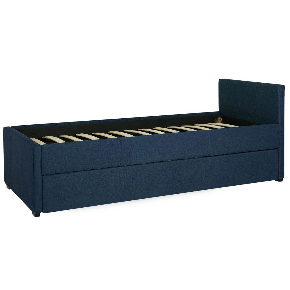 Divano Letto estraibile Rivestimento in tessuto blu Small Single Size Guest Underbed