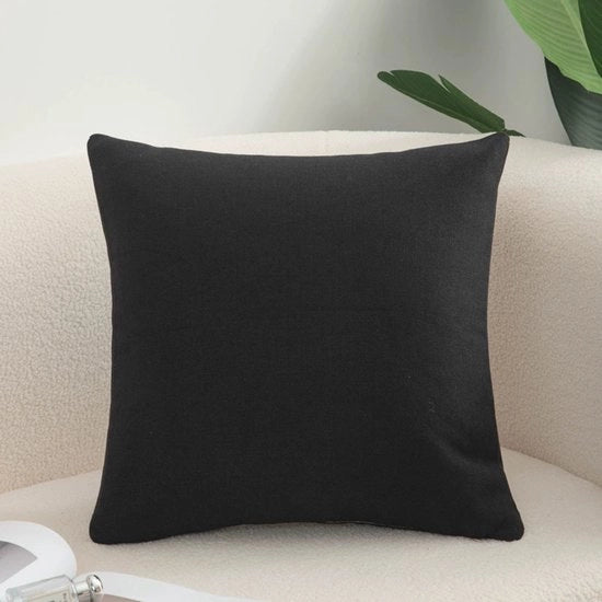 Pacco di 2 coprisacco, soffici cuscini in cotone e lino per divano, divano letto, salotto, casa, cuscini in cotone liscio (45*45cm) - nero