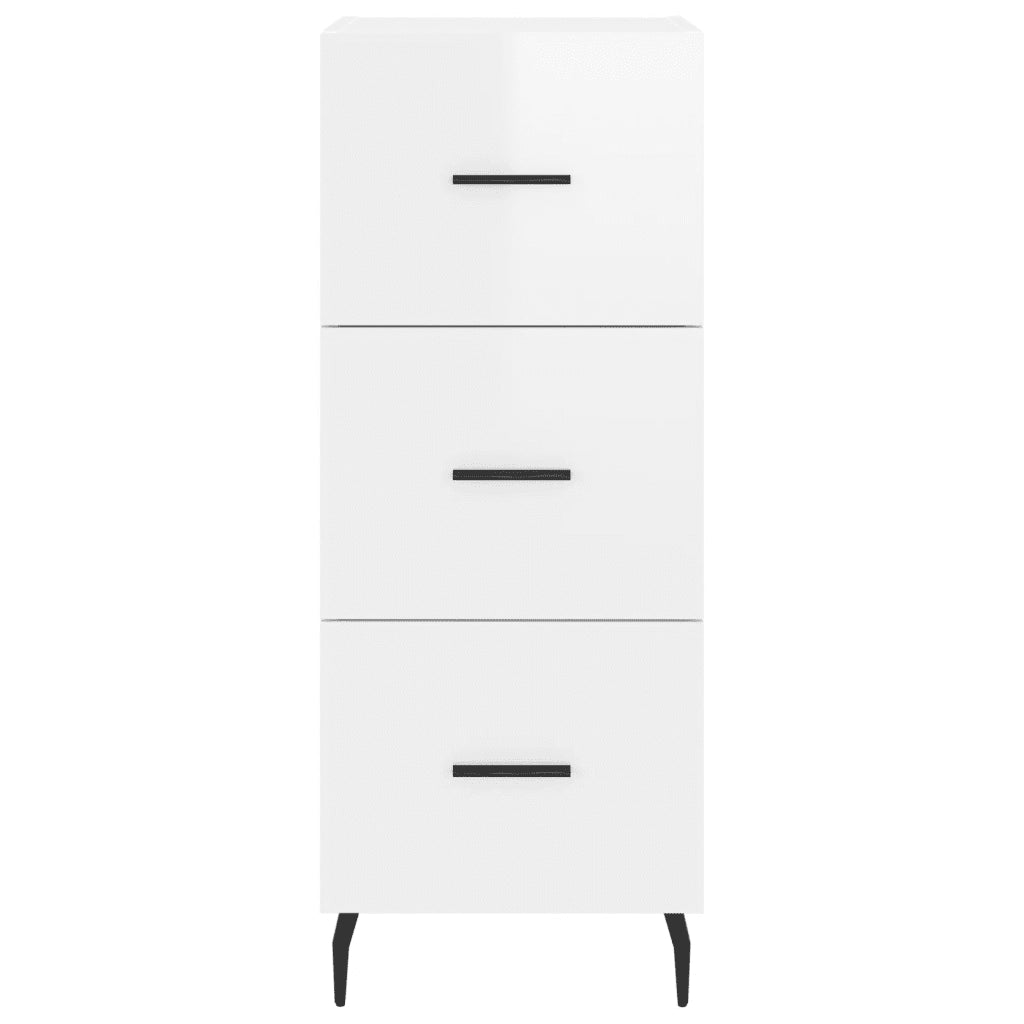Credenza Bianco Lucido 34,5x34x90 cm in Legno Multistrato 828622
