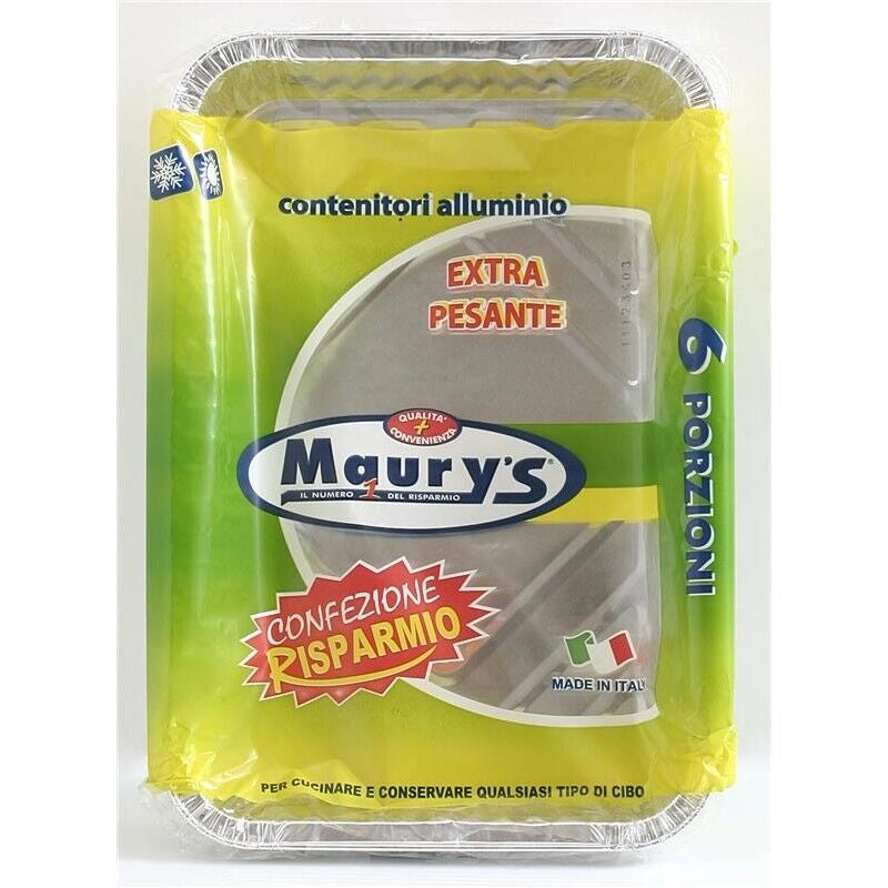 MAURY'S SET DA 10 CONTENITORI RETTANGOLARI IN ALLUMINIO DA 6 PORZIONI