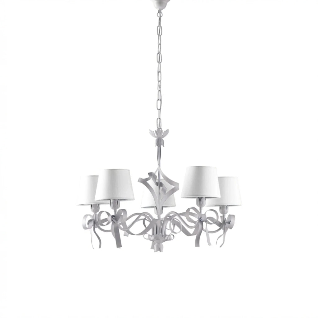 Lampadario Shabby Chic Lucy 5 Luci Bianco LuceArt Classic