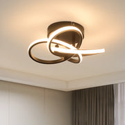 ZMH Lampada da soffitto plafoniera LED moderna 28W 3000K design fiore 4 petali nero metallizzato 32cm