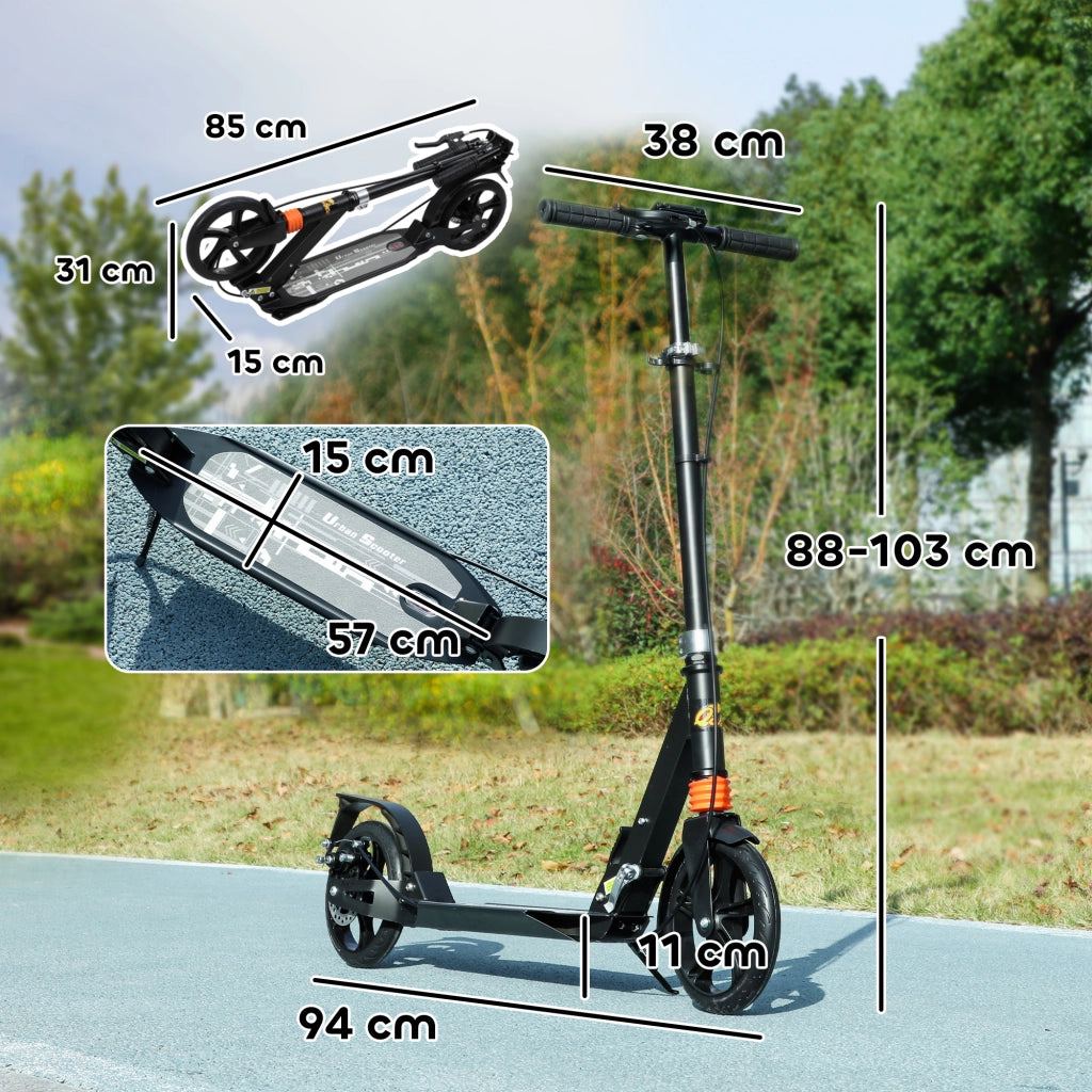 Monopattino Pieghevole ¨C Xylo ¨C Nero, Regolabile 88-103cm, Per Bambini 6-12 Anni