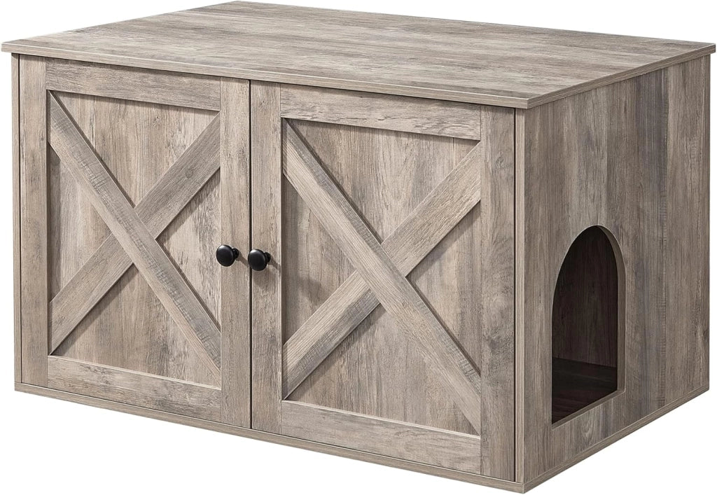 Feandrea Mobile Lettiera per Gatti con Divisorio Rimovibile, Cassetta per Gatti per Interno, Tavolino, 80 x 53 x 50 cm, Bianco PCL002W01