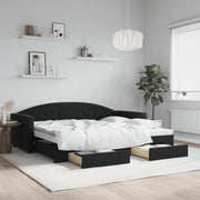 Divano Letto Estraibile con Cassetti-Sofa Letto-Daybed Nero 90x190 cm in Velluto 699400