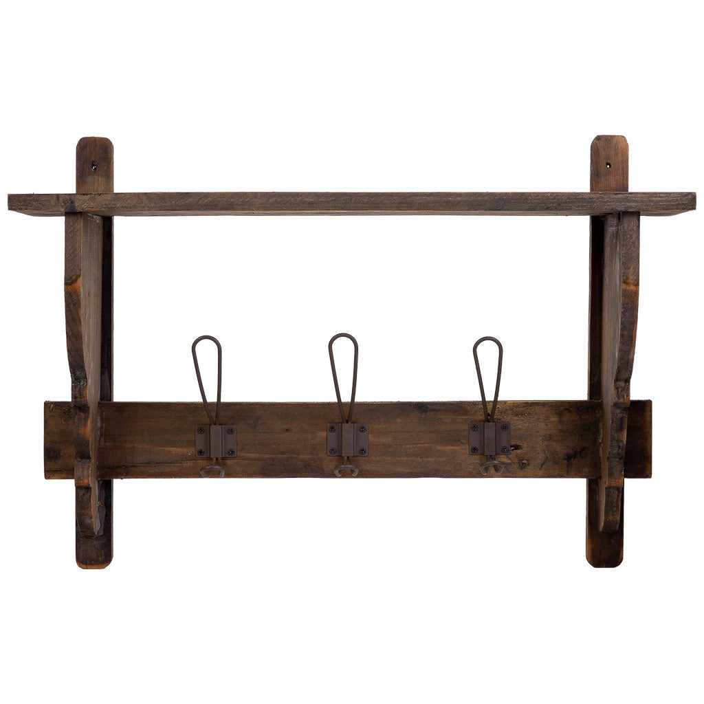 Appendiabiti da parete in legno e metallo con 3 ganci 61x18,5x41,5h cm