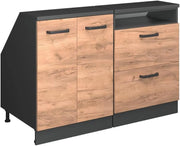 Set di mobili sottotetto Rion, Quercia dorata, 120 cm Set di 2 carcasse armadio profondità 60 cm, adatto per il salvaspazio sotto tetti spioventi