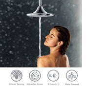 Sined Led 3 Soffione a Pioggia Rotondo Da 24 Cm Con Led e 3 Funzioni Del Getto Grigio