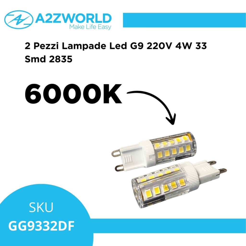 2 Pezzi Lampade Led G9 220V 4W 400LM Bianco Freddo 6000K 32 Smd 2835