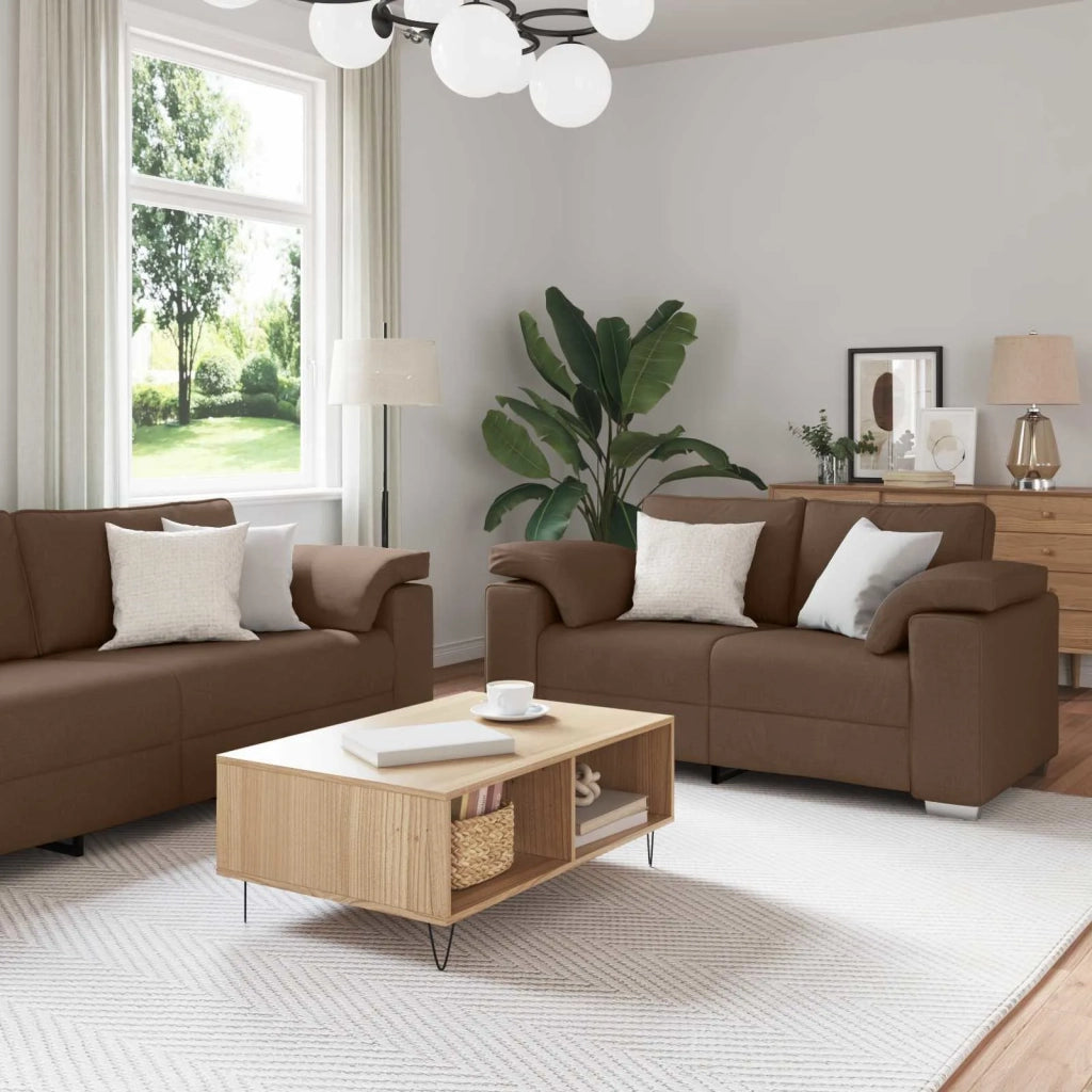 Divano 2 pcs Marrone 219 x 80 x 82 cm Tessuto 3324744