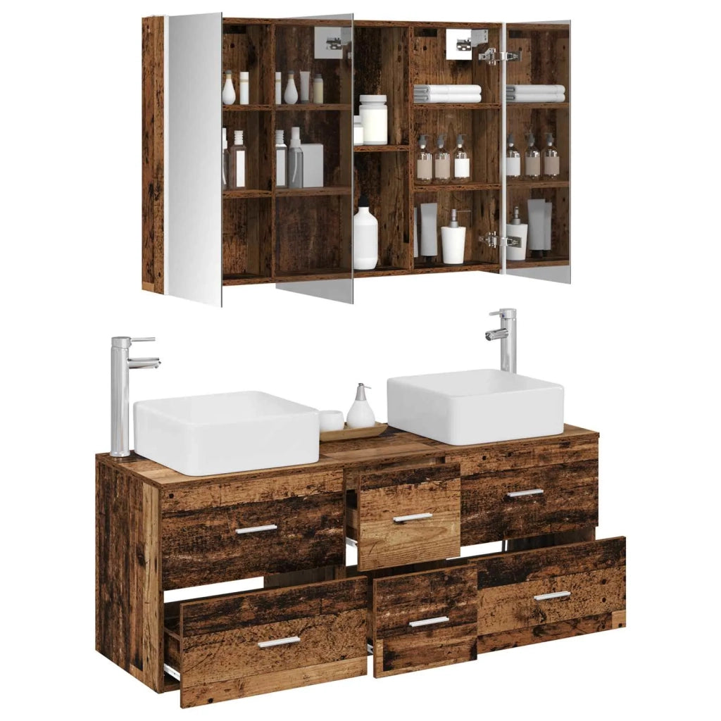 Set di mobili per il bagno 4 pcs Legno antico 3406789
