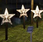 Catena Luci di Natale LED a Picchetto da Giardino con Pannello a Ricarica Solare 5 Stelle
