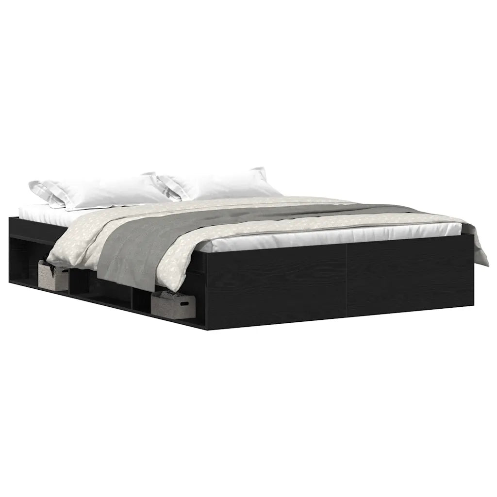 Giroletto senza Materasso-Struttura Letto Rovere Nero 160x200 cm Truciolato 225150