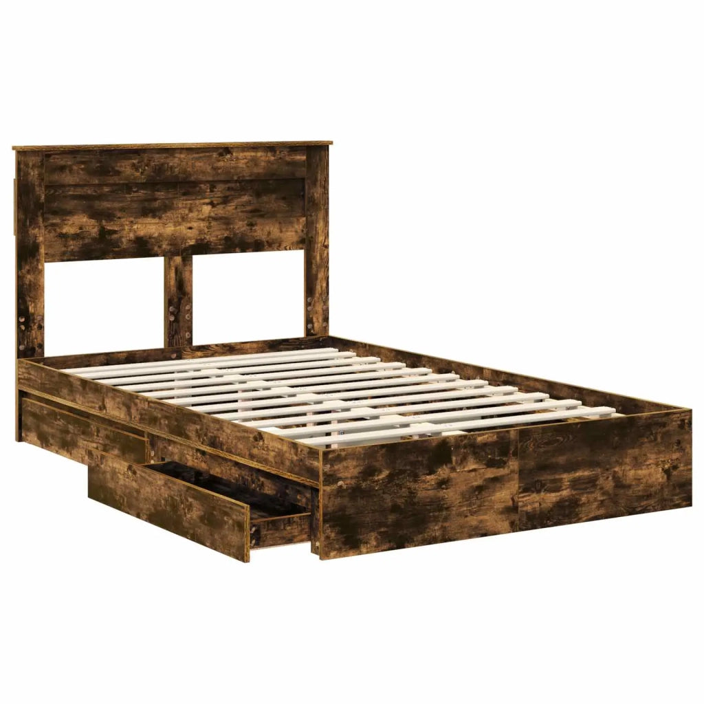 Letto con Contenitore con testiera Rovere fumé 135 x 190 cm