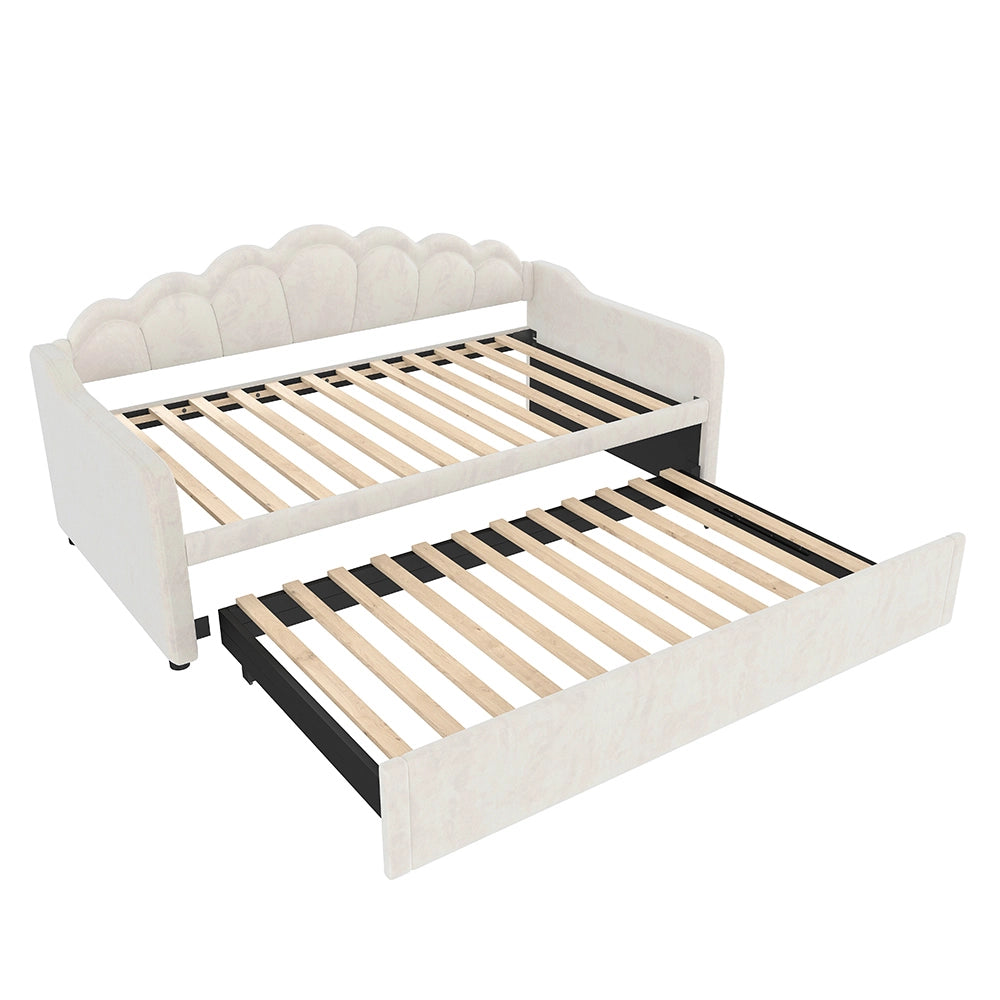 Letto giorno gigogne 90/180x200cm - Xylo - beige, luci LED, tessuto