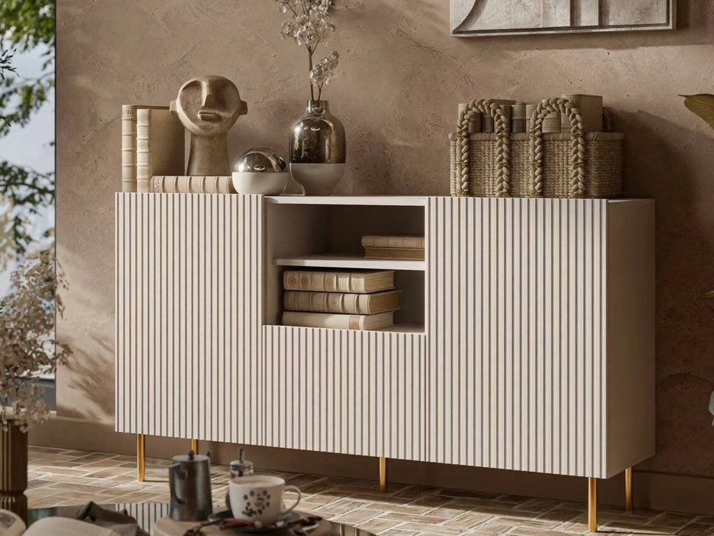 Madia Stornara, Credenza 4 Ripiani, 150x42x82h cm Beige