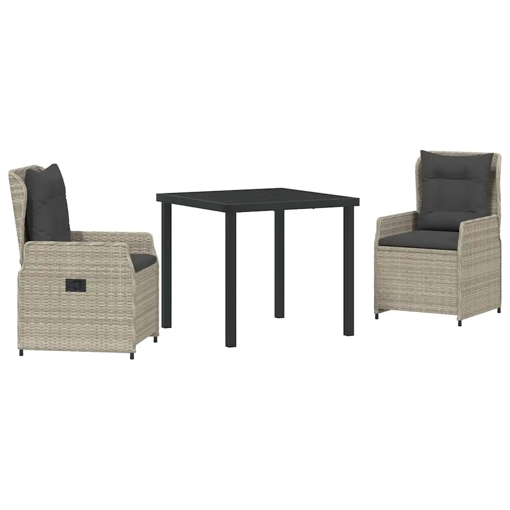 Set da Pranzo per Giardino 3 pcs Grigio chiaro polyrattan 3380974