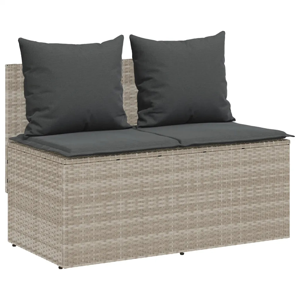 Set Pranzo da Giardino 3pz con Cuscini Grigio Chiaro Polyrattan