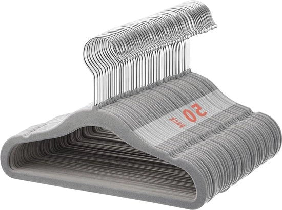 Hangers antiscivolo con pelle morbida per bambini - estremamente sottili - spazievatori - gancio rotante 360° - robusto e duraturo - pacchetto da 50 - 28 cm grigio