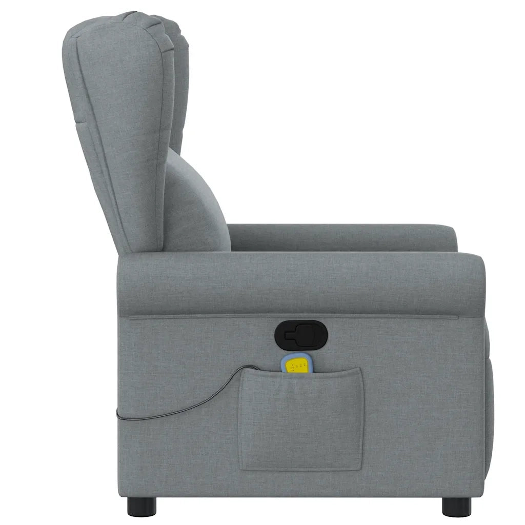 Poltrona Massaggiante Reclinabile Grigio Chiaro in Tessuto 4015666