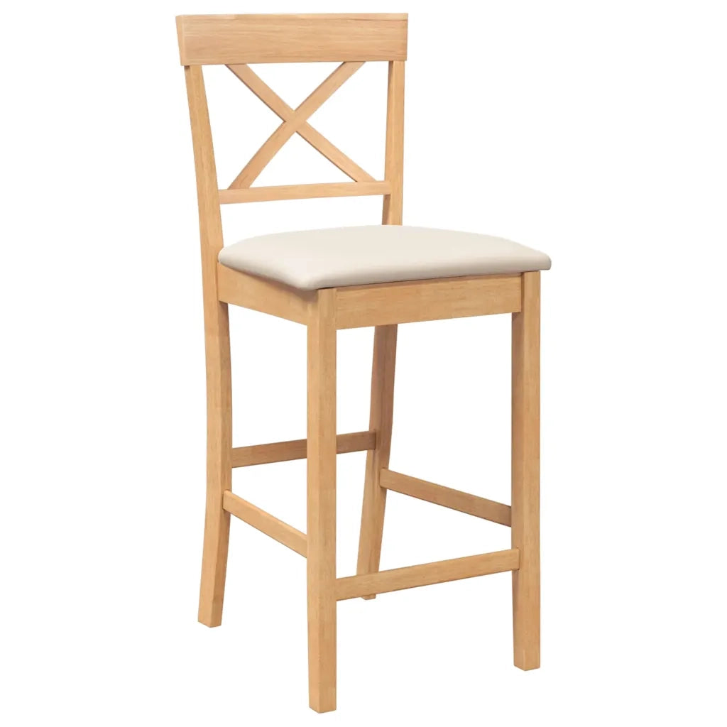 Sgabelli da Bar con Cuscini 2pz Naturale Legno Massello Hevea 4102549
