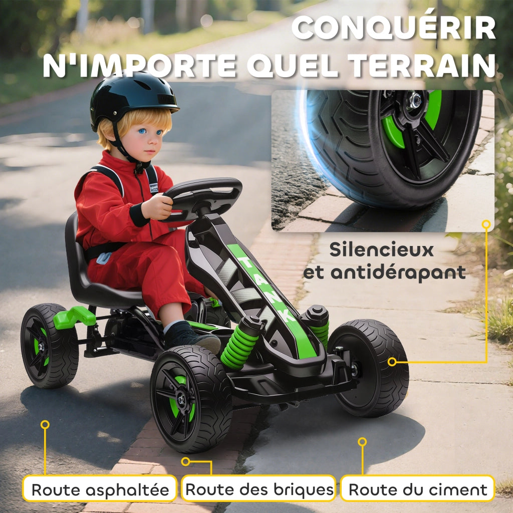 Go-kart a pedali per bambini 3-6 anni ¨C Xylo ¨C con freno, ruote EVA antiscivolo, verde