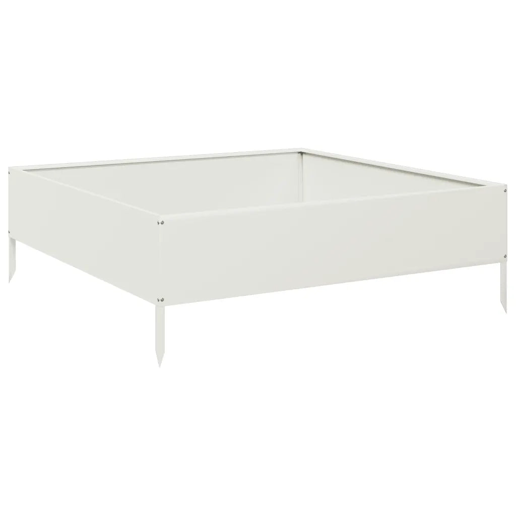 Fioriera | Cassetta per fiori | Vaso Rialzata da Giardino Bianca 100x100x33,5 cm in Acciaio
