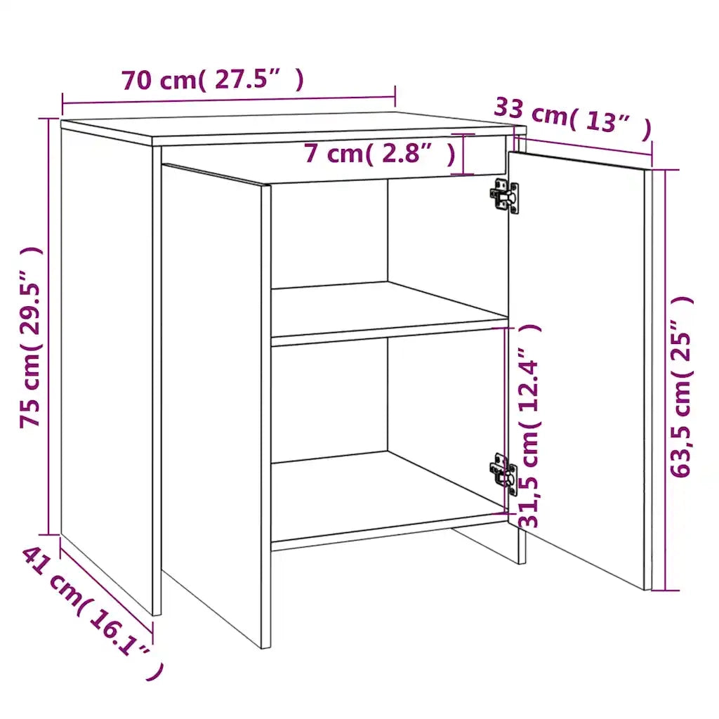 Credenza Rovere Fumo 70x41x75 cm in Legno Multistrato 813002