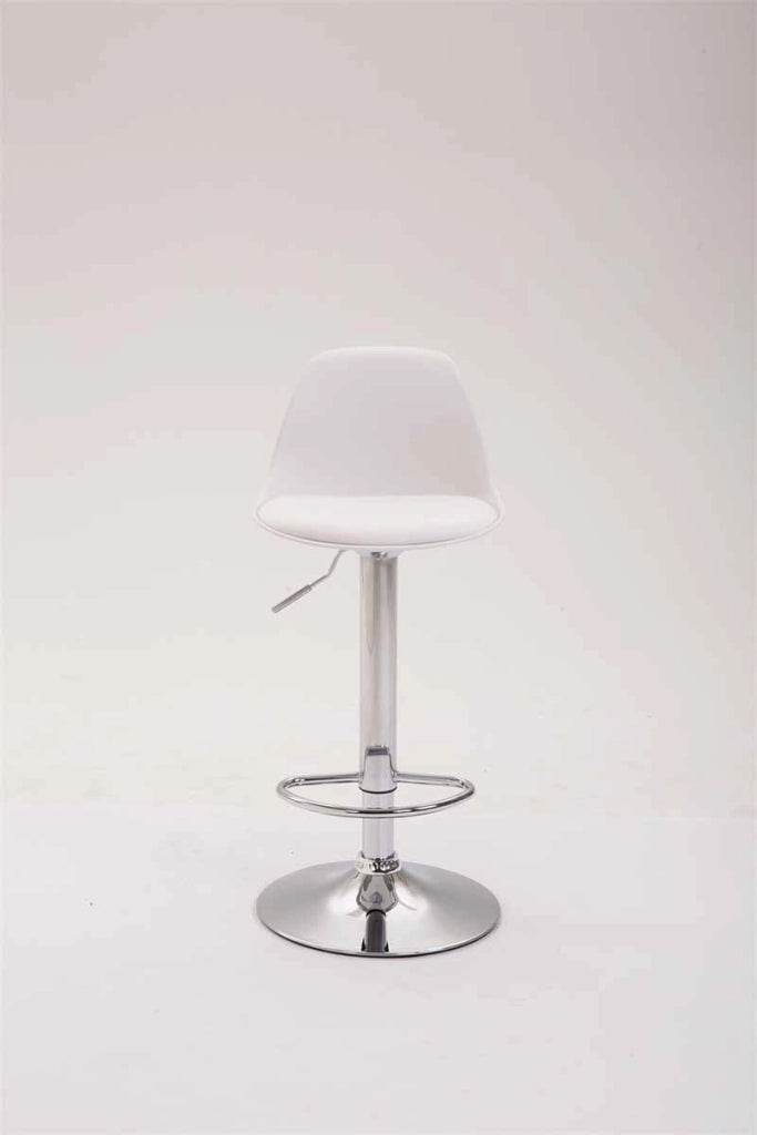 Sgabello di design KIEL in polipropilene e similpelle cromo,bianco