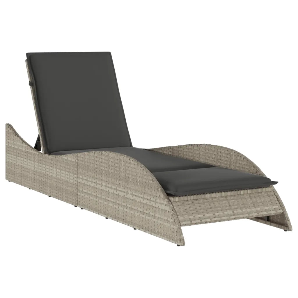 Sdraio da giardino | Lettino con Cuscino Grigio Chiaro 60x205x73 cm in Polyrattan