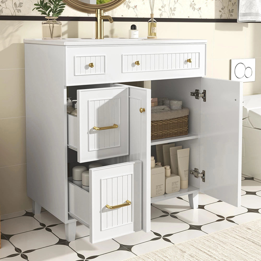 Armadio bagno con lavabo 81,7 cm - Xylo - Design moderno, superficie laccata, spazio multifunzionale