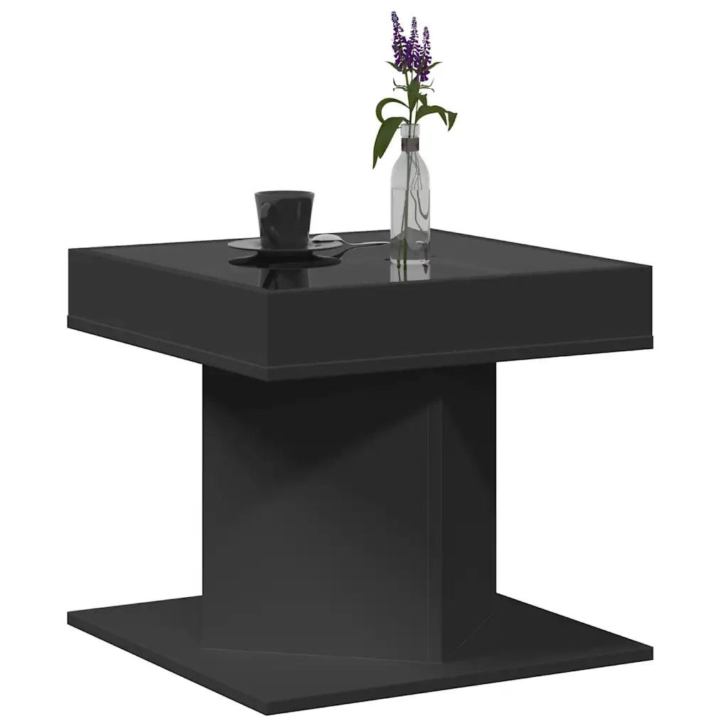 Tavolino salotto | Tavolino da caff¨¨ | Tavolino da Soggiorno con LED Nero 50x50x45 cm Legno Multistrato