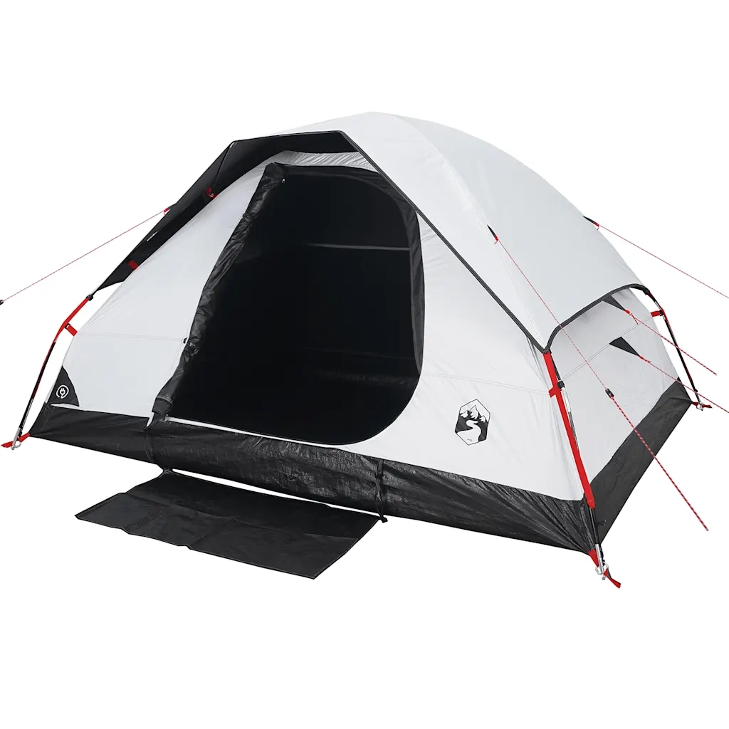 Tenda Campeggio a Cupola 4 Persone-Tenda per Escursionismo Bianca Tessuto Impermeabile 796253