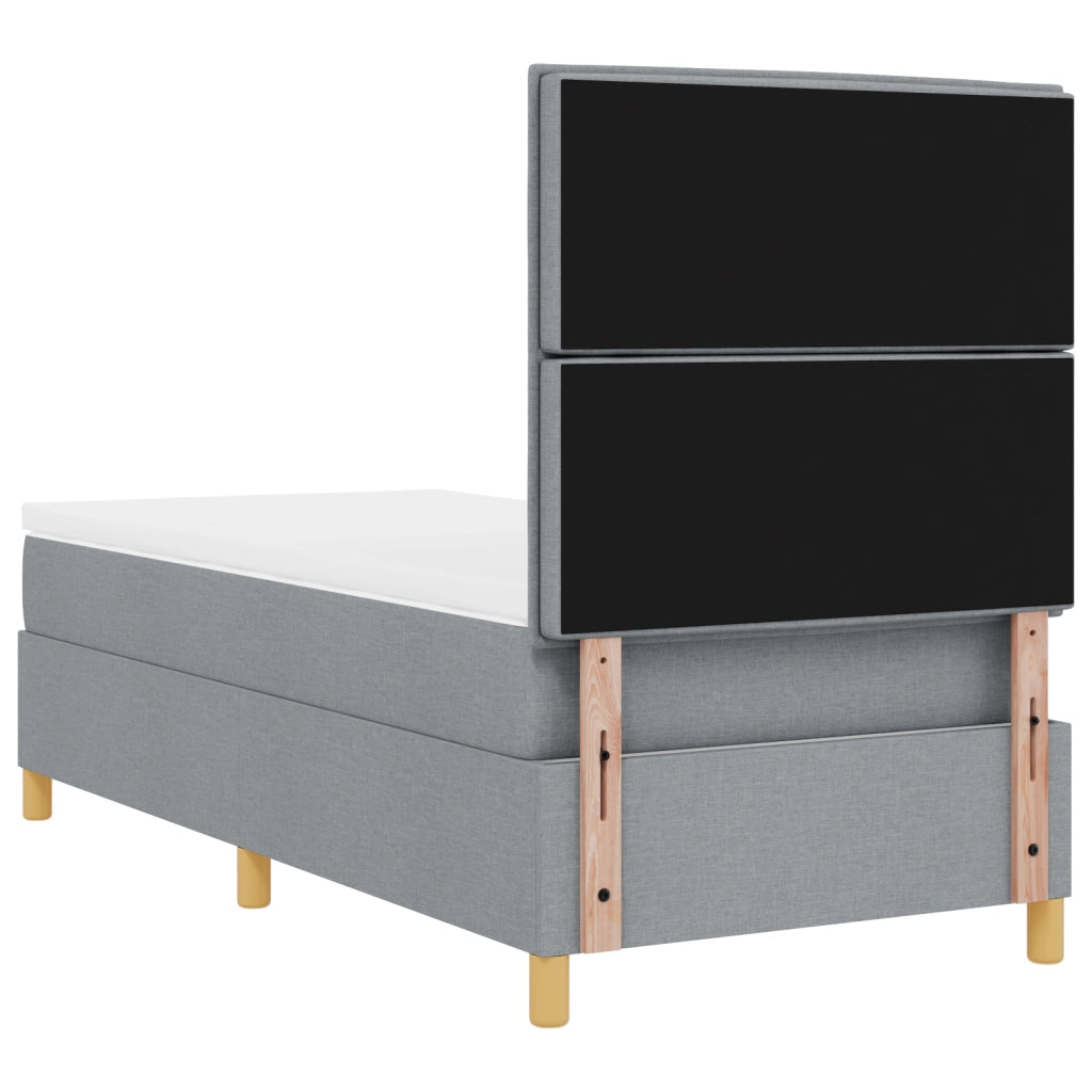 Letto con rete a molle e materasso grigio chiaro, 100x200 cm, in tessuto