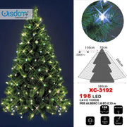 Trade Shop - Mantello Luminoso 198led Albero Di Natale 1.8 / 2.10 Mt Luce Multicolore Xc-3192 -
