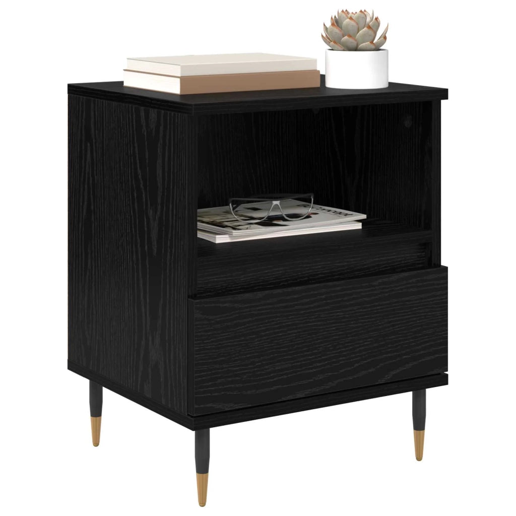 Armadio da Notte con cassetto 2 pcs Rovere Nero 40 x 35 x 50 cm 882654