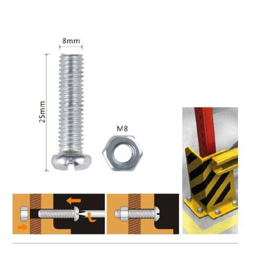 Trade Shop - Set 4 Pz Viti Vite Testa A Croce Tonda 8x25mm Con Dadi Dado Esagonale M8 90984 -