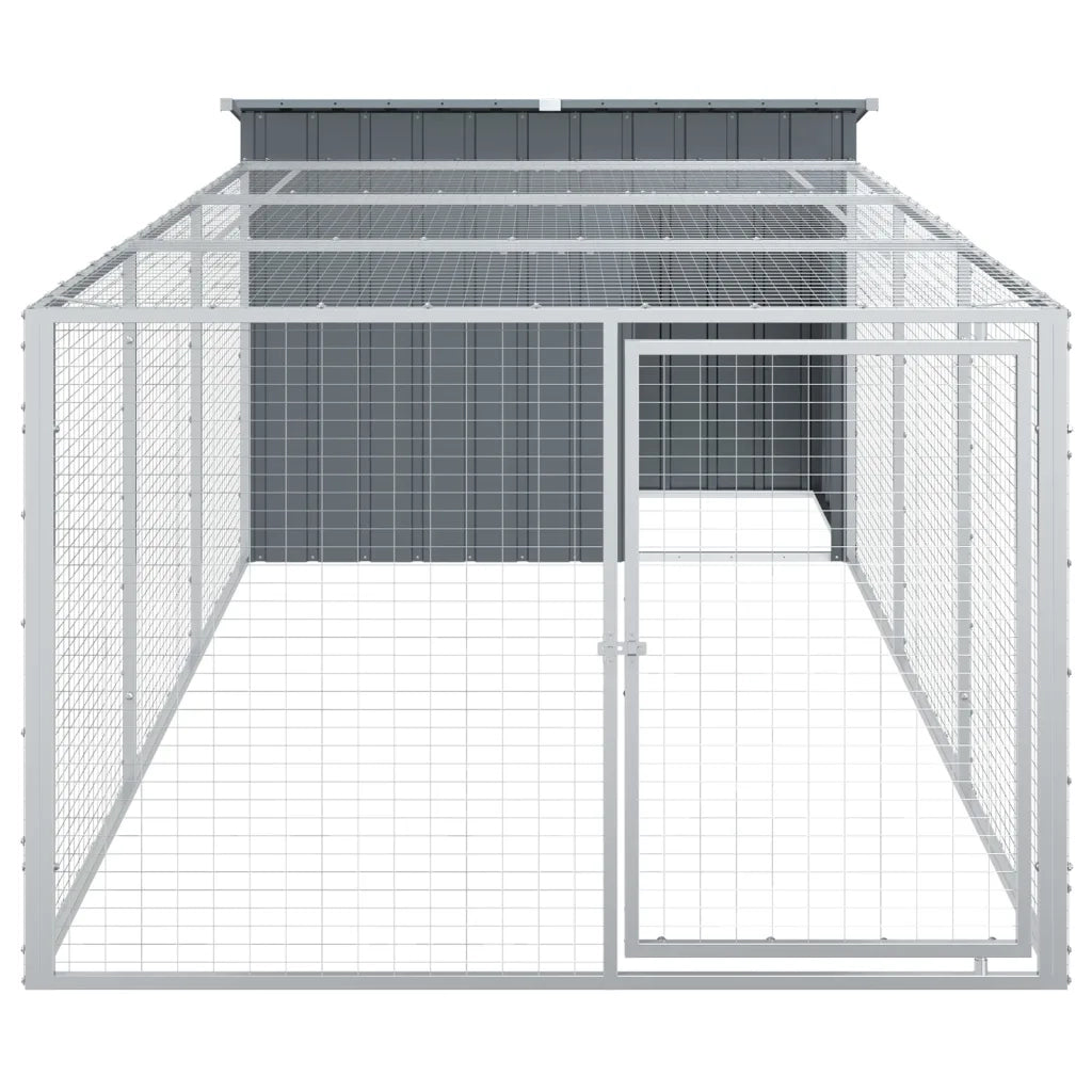 Cuccia per cani con recinto antracite 153x396x110 cm in acciaio zincato 3214223